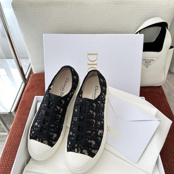 Sneakers Dior Walk'n in mesh twill ricamato, nere (ABT2IF)