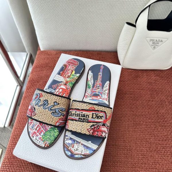 Sandali Dior Summer Dway City Limited Edition ricamati, blu navy, Parigi (OT3OUH)