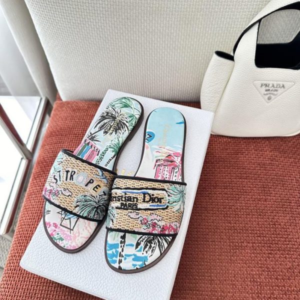 Sandali Dior Summer Dway City Limited Edition ricamati, azzurro Coconut Grove (U45AY7)
