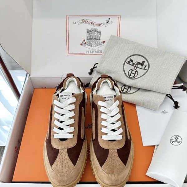 Nuove sneakers Hermes in pelle Jet, marroni (VQ57FB)