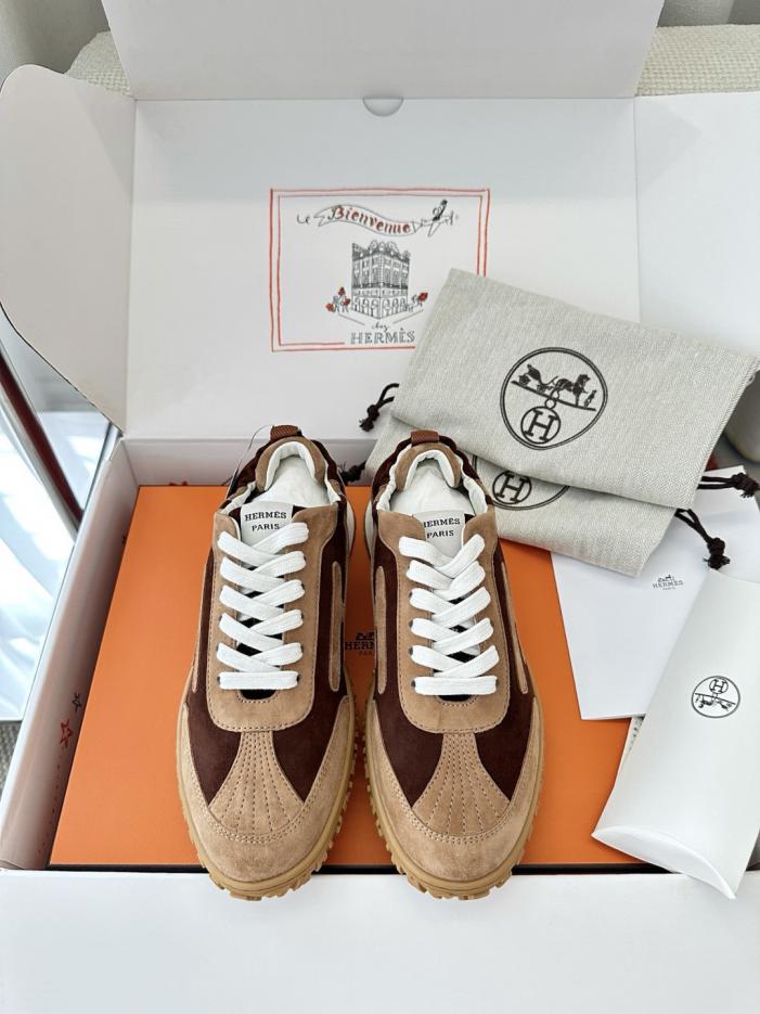 repliche,replica,perfette,siti di,affidabili,migliori siti,dove comprare,1:1,scarpe da ginnastica Nuove sneakers Hermes in pelle Jet, marroni (VQ57FB)