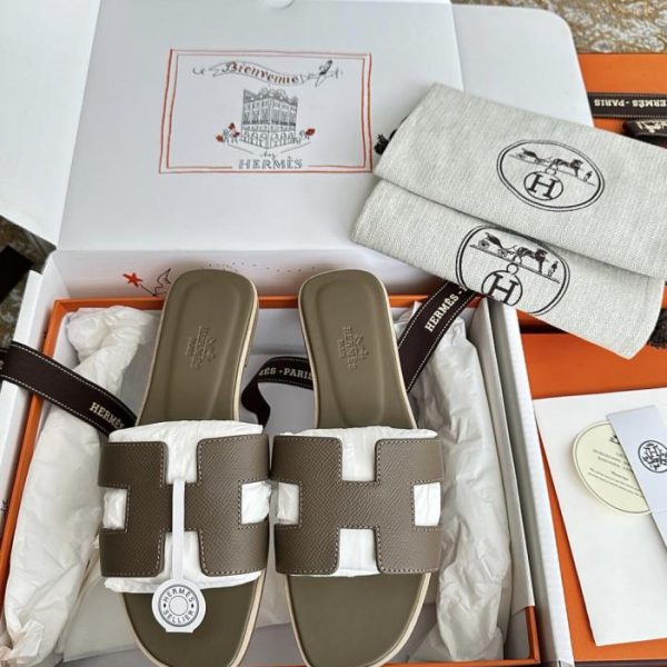 Borsa Hermes Primavera/Estate Oran Classic H-Trailer tempestata di diamanti in pelle grigio elefante con motivo a palme (TSD231)