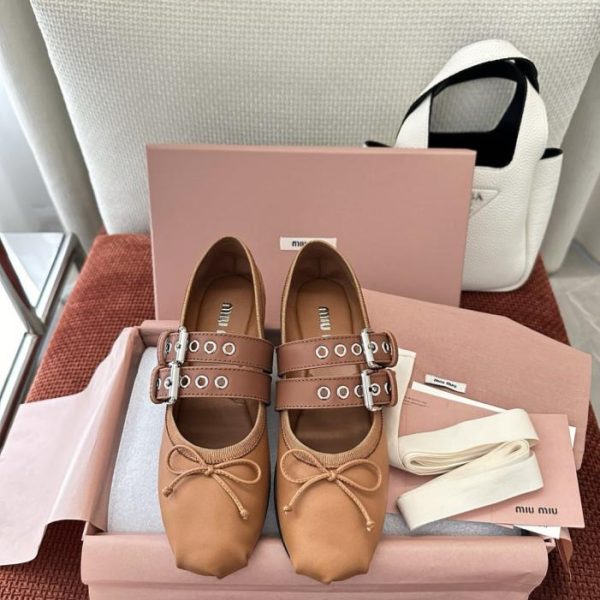 Ballerine in pelle MIUMIU ▫️ Marrone (SD19S4)