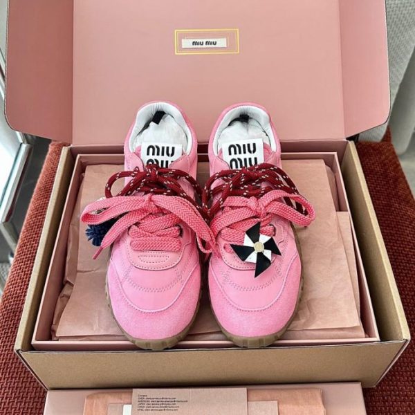 Sneakers in pelle MIUMIU New Tyre, rosa (5SVWRF)