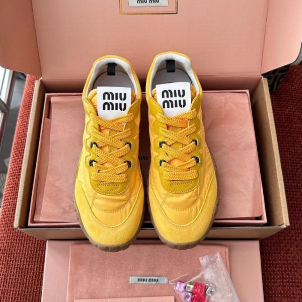 Sneakers in pelle MIUMIU New Tyre color Topaz (T6UB08)