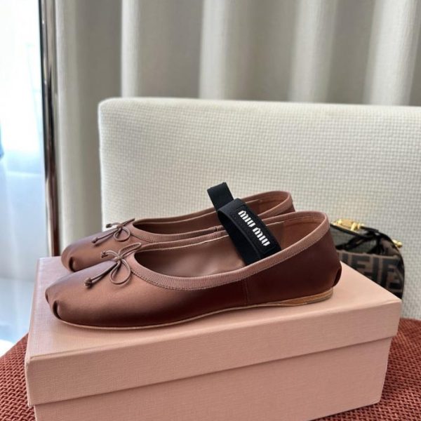 Ballerine in raso MIUMIU Primavera/Estate ️Marrone cacao (C1QDWE)