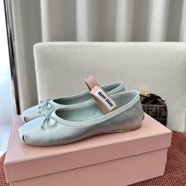 Ballerine in raso MIUMIU Primavera/Estate, Blu (NVTYX5)