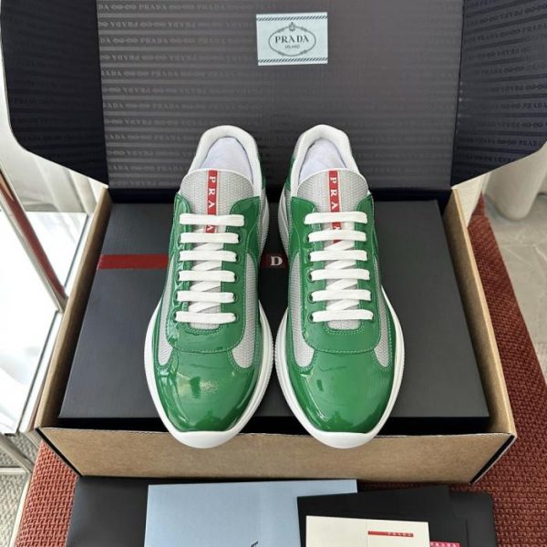 Sneakers Prada America's Cup in pelle verniciata verde (8W81Q4)