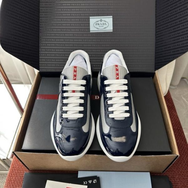 Sneakers Prada America's Cup in pelle verniciata, blu (JXMAJT)
