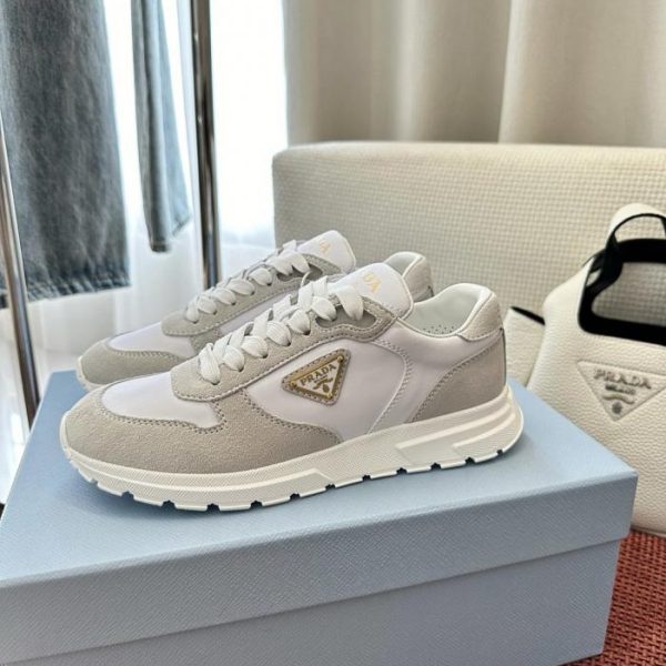 Sneakers Pradha Prax 2.0 Primavera/Estate in nylon riciclato e pelle scamosciata, colore bianco (BV0TR3)