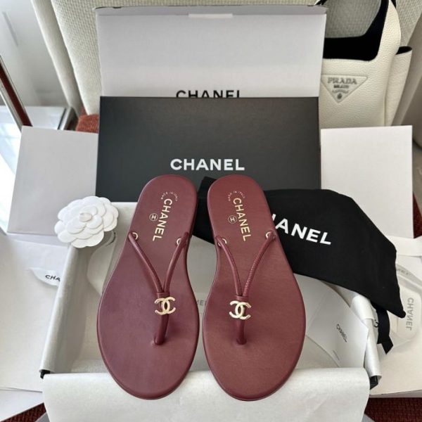 repliche,replica,perfette,siti di,affidabili,migliori siti,dove comprare,1:1,scarpe da ginnastica Infradito Chanel in pelle, colore bordeaux (WGJ4TV)