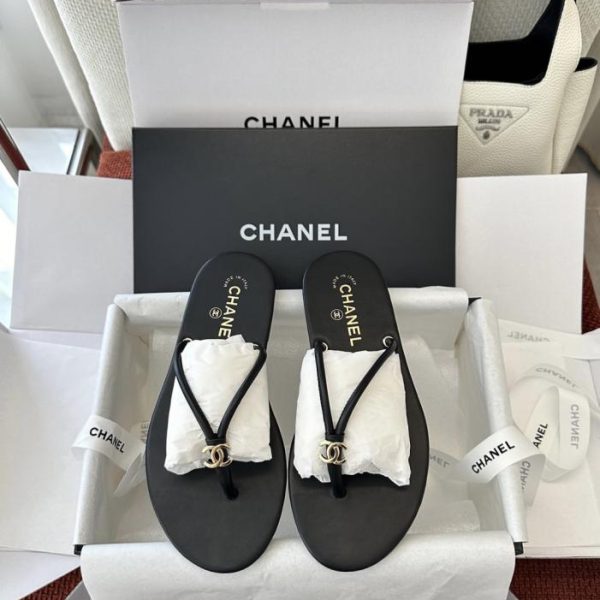 repliche,replica,perfette,siti di,affidabili,migliori siti,dove comprare,1:1,scarpe da ginnastica Infradito Chanel in pelle, nere (1FU4OO)