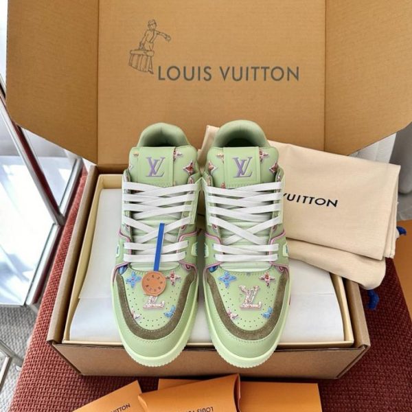 Sneakers LV TRAINER in pelle con stampa a ciambelle - Verdi (0MFNOC)
