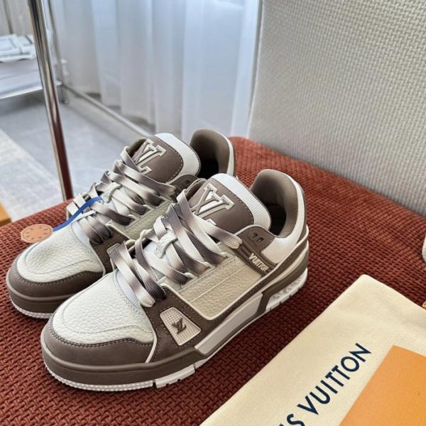 Sneakers LV Trainer in pelle color block, color moka (6JQYGV)