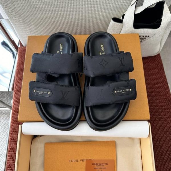 Pantofole LV POOL Pillow Comfort con chiusura in velcro, nere (EQ3MA5)
